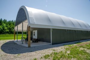 CC Series 32 x 60 Ag Storage with Patio Extension Fabric Structure