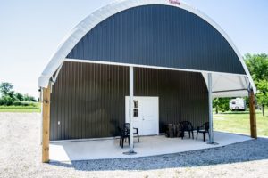 CC Series 32 x 60 Ag Storage with Patio Extension Fabric Structure
