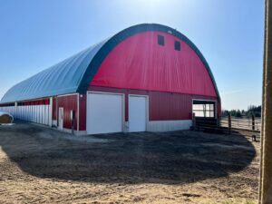 CC Series Fabric Structure on Wood Posts for Storing Agricultural Livestock